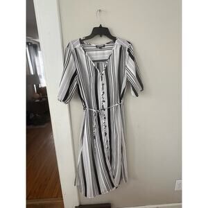 Women's Fashion Union Black and White Stripped Dress w Side Slits Size US large